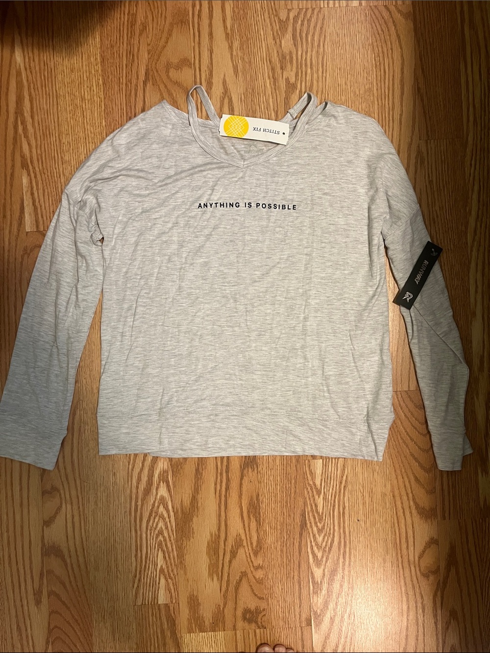 Light Gray Long-Sleeve Tee with "Anything Is Possible" Print